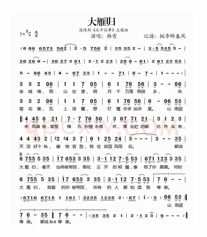 大雁归（电视剧《北平往事》主题曲）