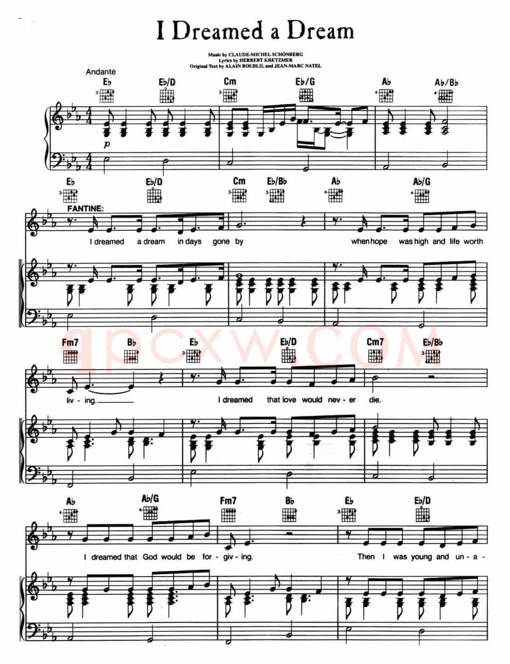 I Dreamed a Dream (音乐剧《悲惨世界》(Les Miserables)选曲、正谱 )
