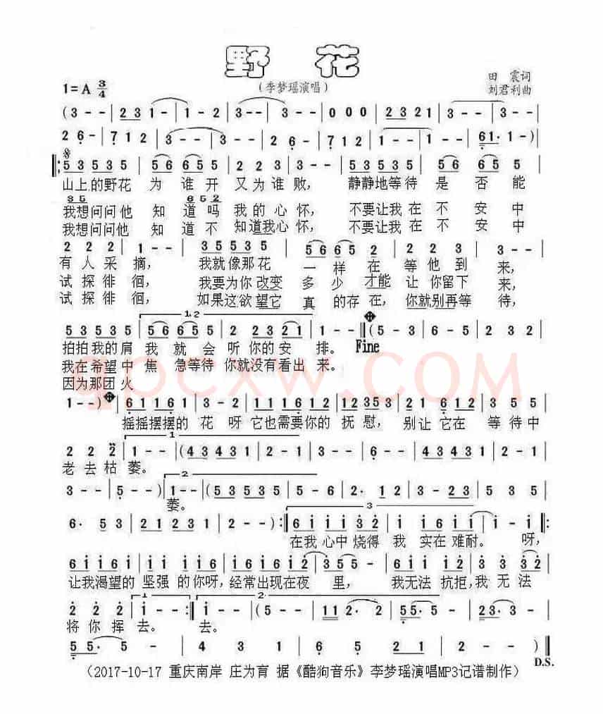 野花（田震词 刘君利曲）
