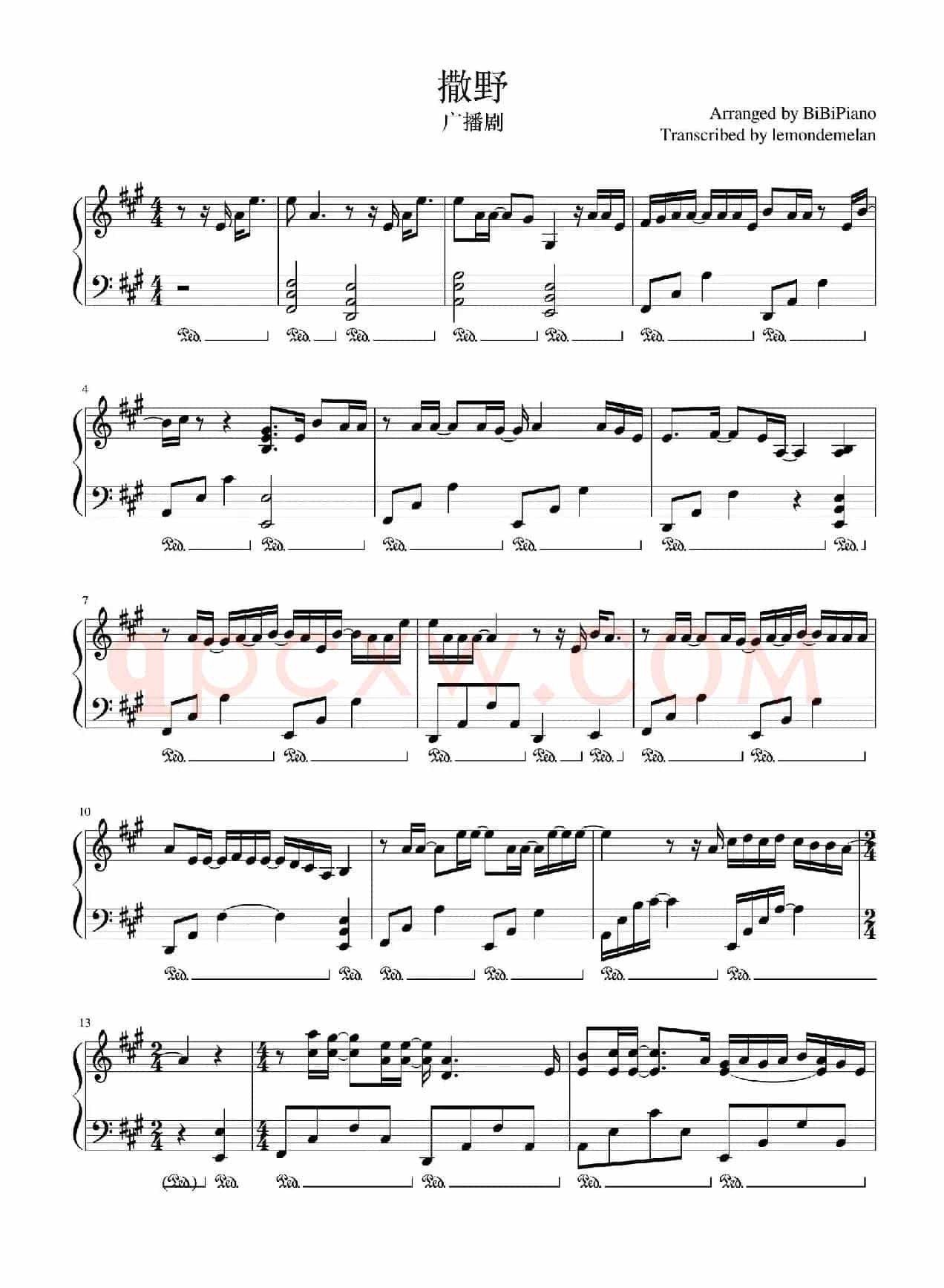 撒野【广播剧主题曲】（BiBiPiano钢琴版）