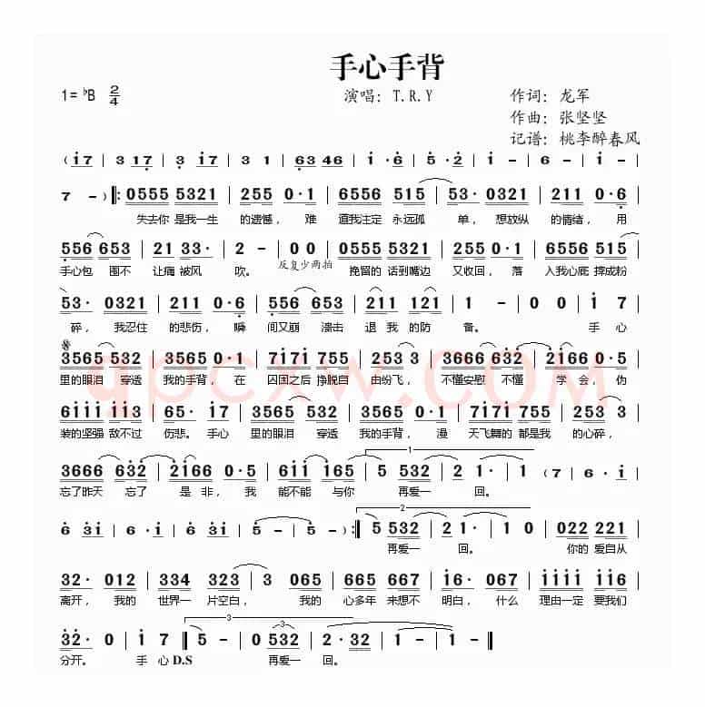 手心手背（龙军词 张坚坚曲）