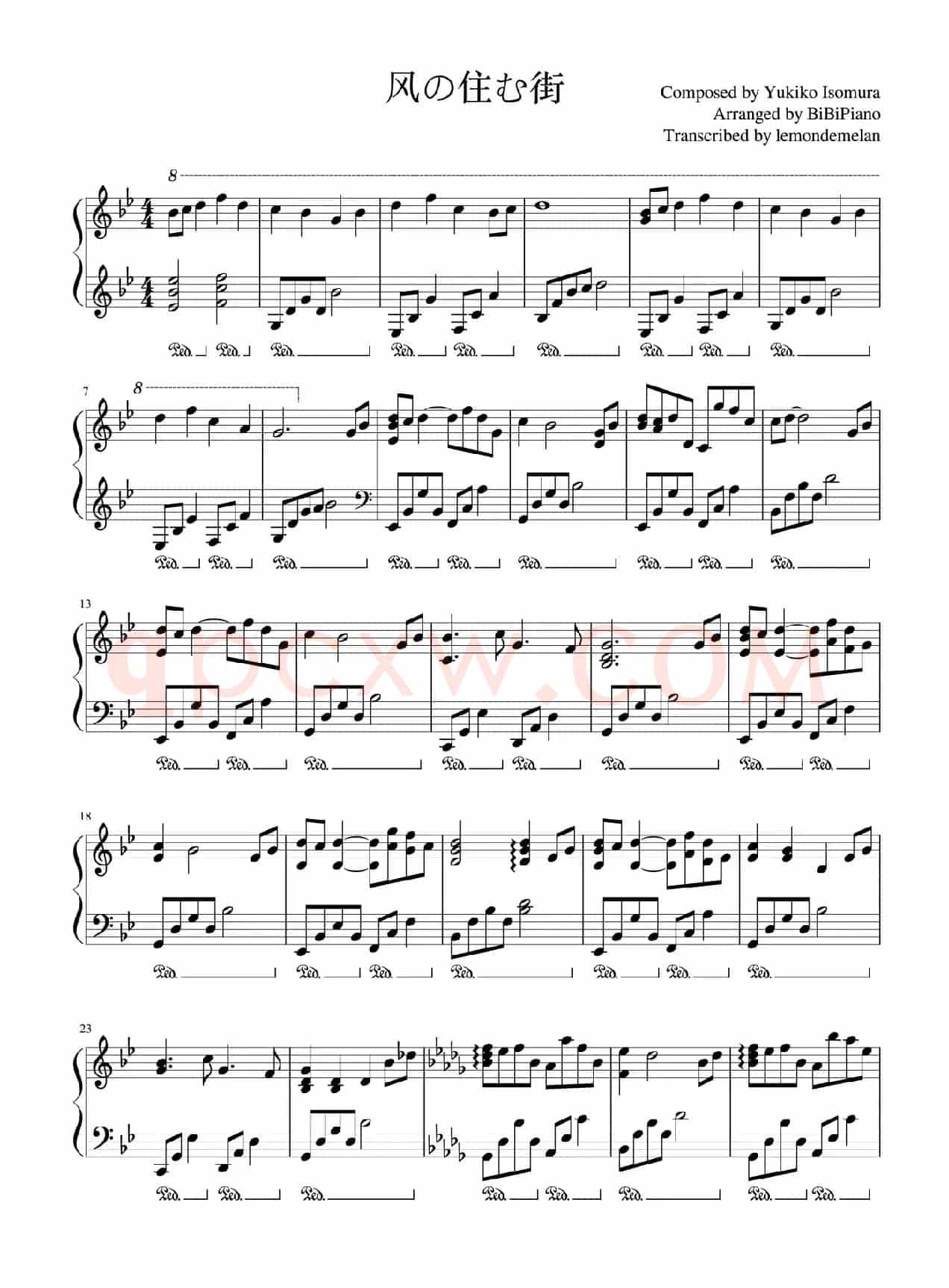 风居住的街道（风の住む街）（BiBiPiano钢琴版）