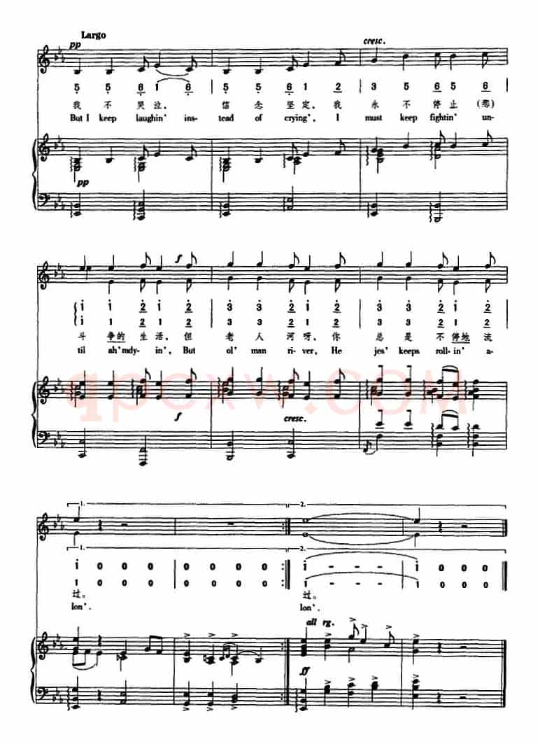 老人河（黑人歌曲）（正谱、线简谱、中外文对照版）
