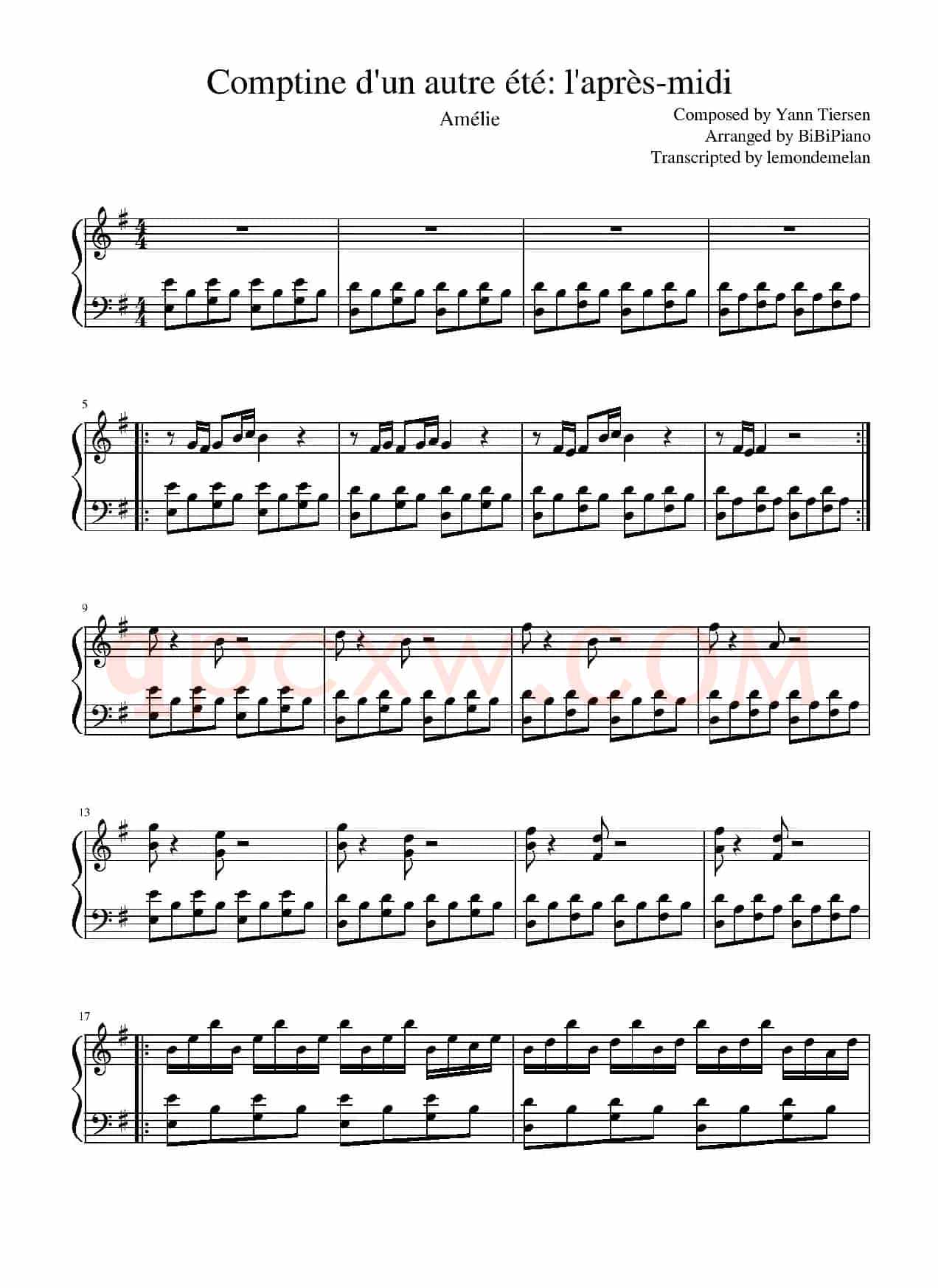 Comptine d'un autre été【天使爱美丽 Amélie 插曲】(BiBiPiano钢琴版)