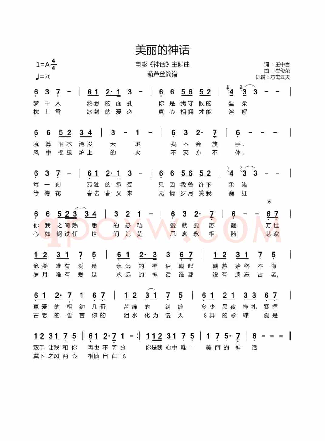 美丽的神话（电影《神话》主题曲）