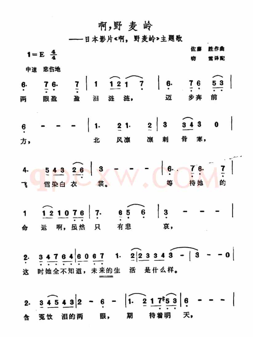 [日]啊，野麦岭（同名电影主题歌）