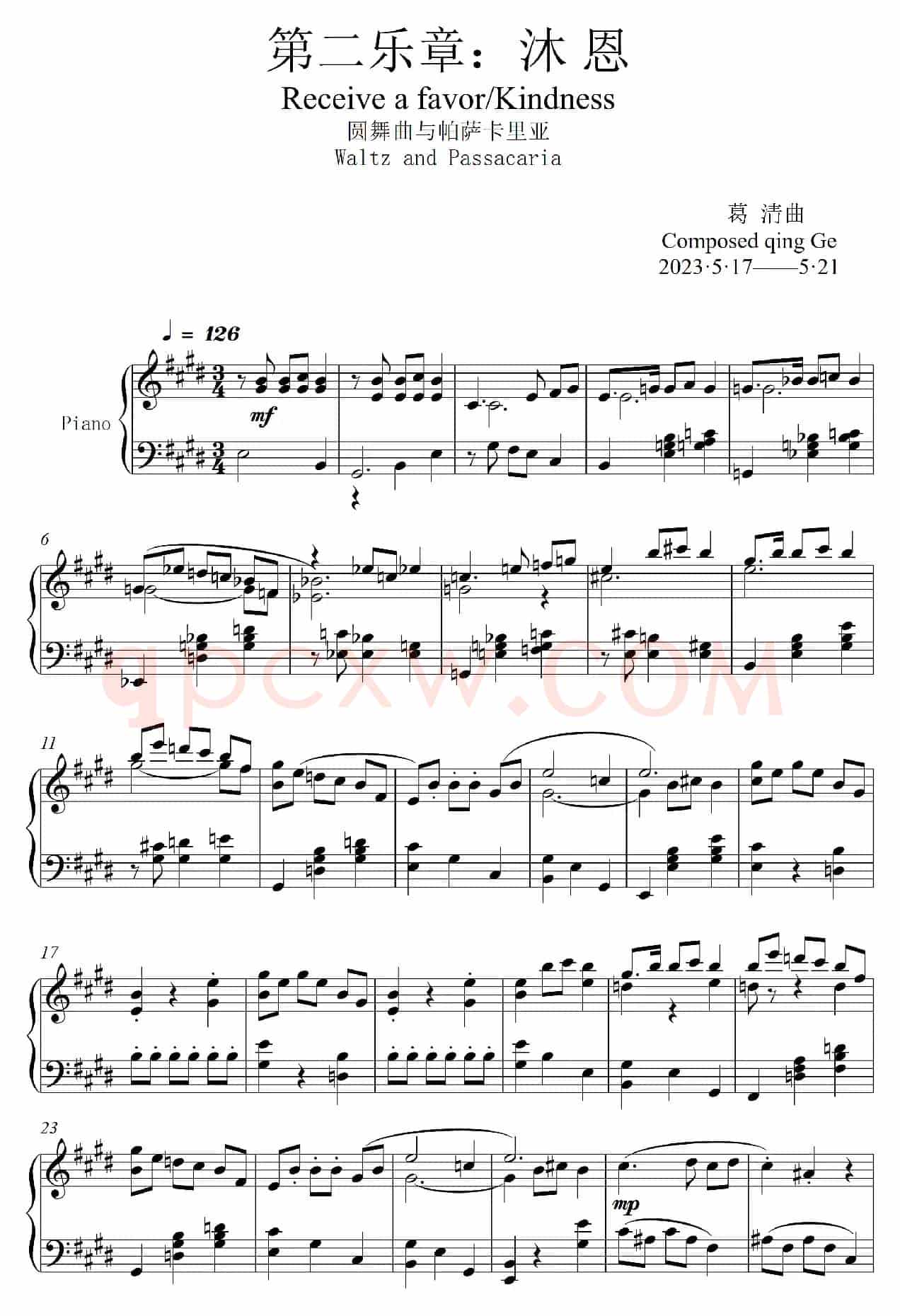 第22钢琴奏鸣曲“信仰”Piano Sonata No`22（四个乐章）