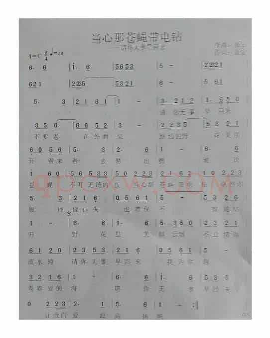 当心那苍蝇带电钻（请你无事早回来）