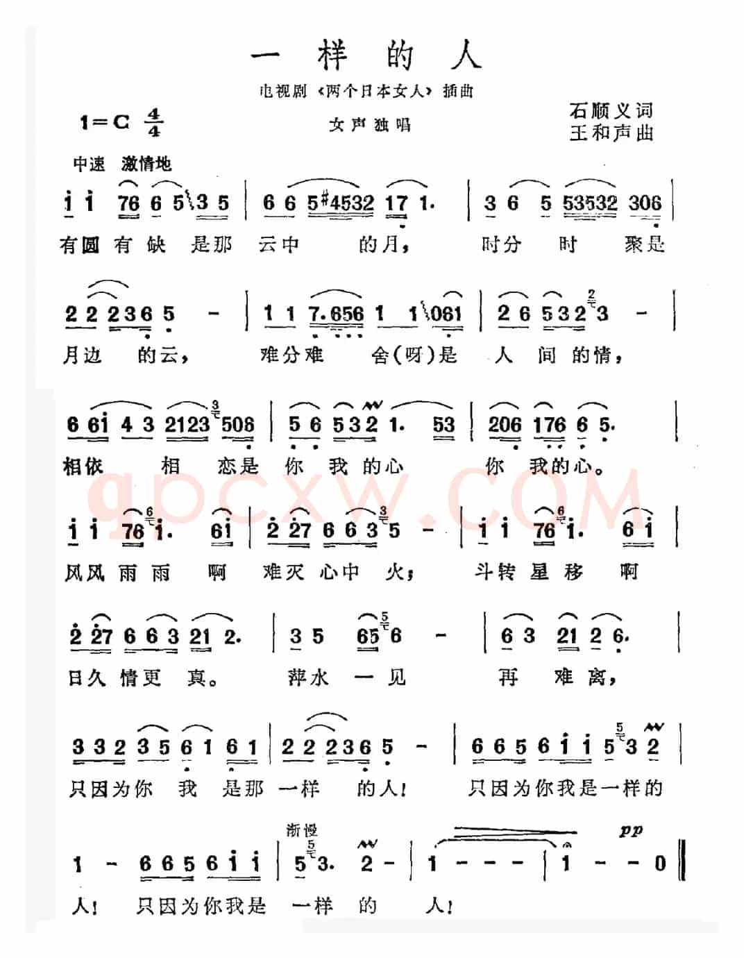一样的人（电视剧《两个日本女人》插曲）