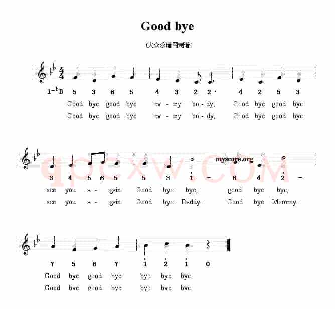 Good bye（再见）（英文儿歌）