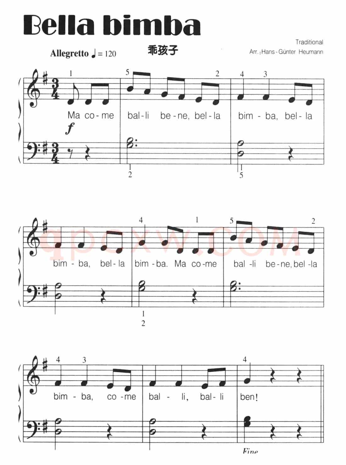 [意]Bella bimba（乖孩子）（弹唱谱）