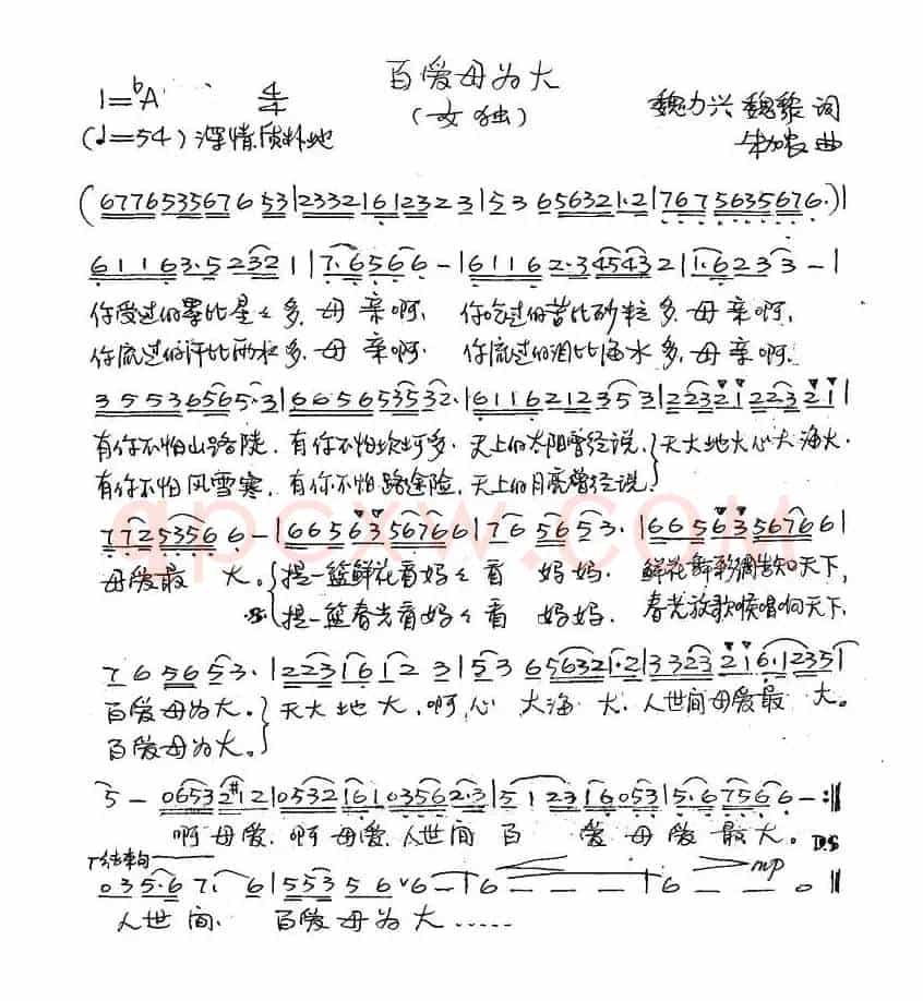 百爱母为大（魏力兴 魏黎词 朱加农曲）