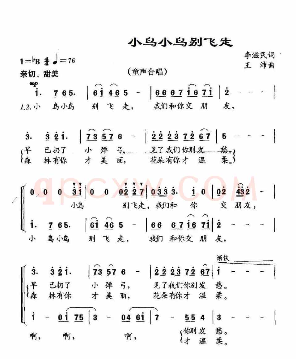 小鸟小鸟别飞走（合唱）