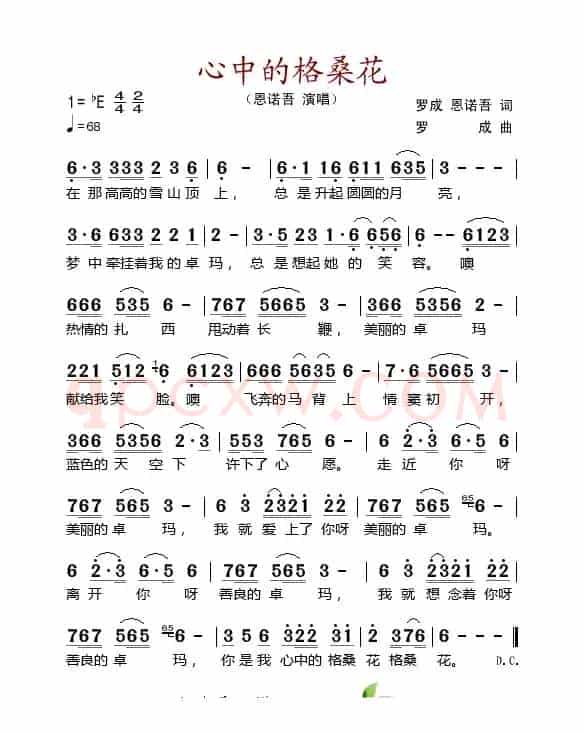 心中的格桑花（罗成 思诺吾词 罗成曲）