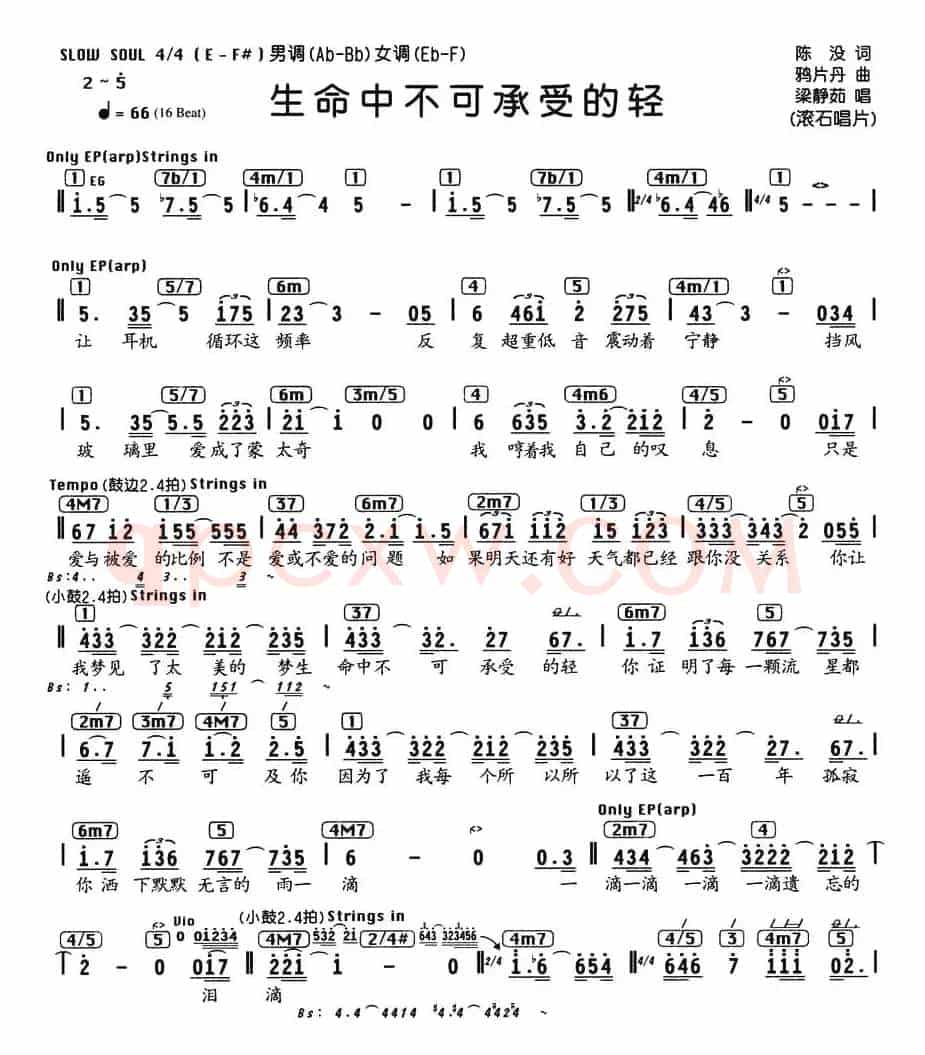 生命中不可承受得轻（编配乐谱）