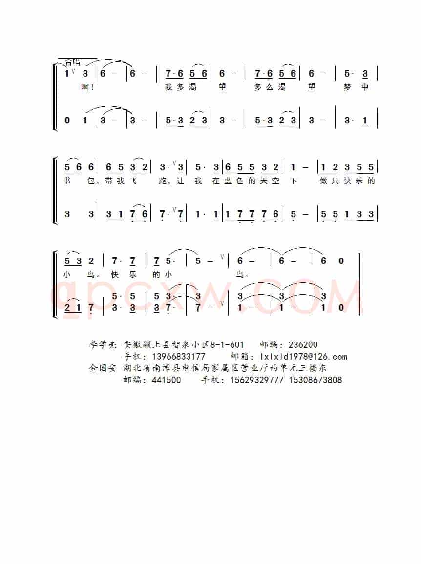 梦中的书包（少儿合唱）