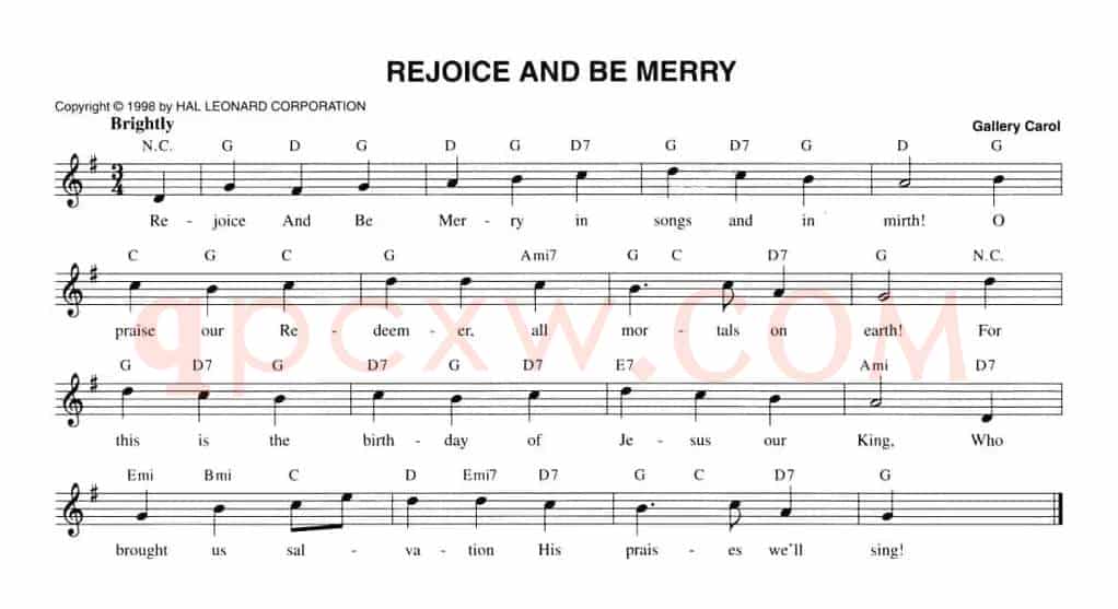 REJOICE AND BE MERRY（五线谱）