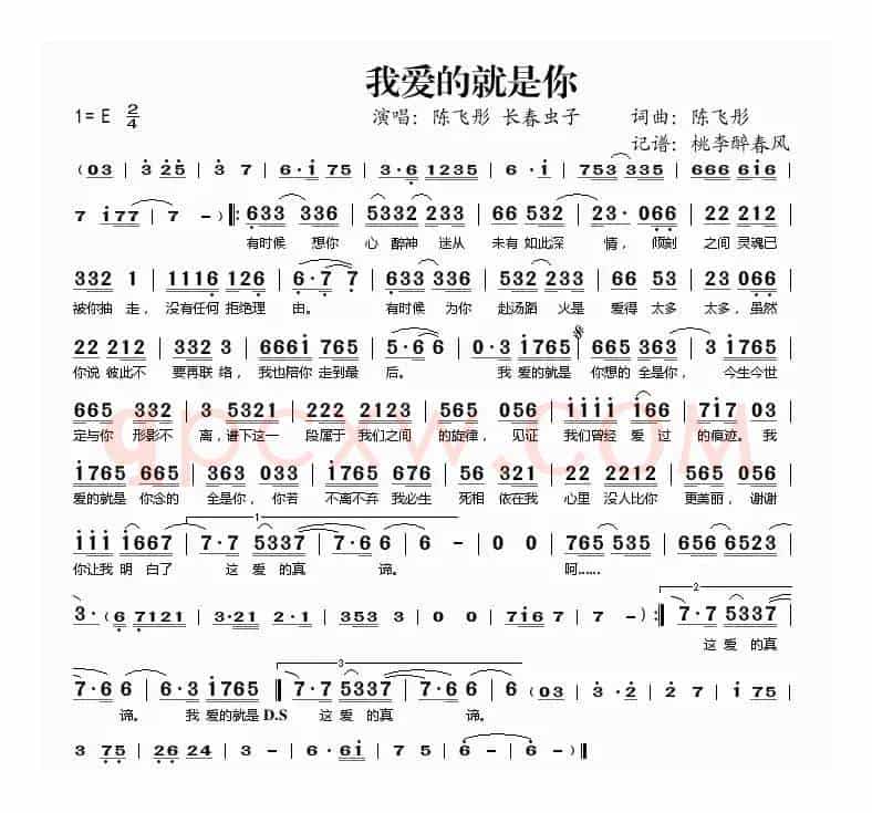 我爱的就是你（陈飞彤词 陈飞彤曲）