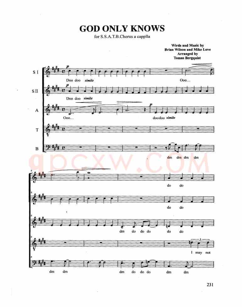 GOD ONLY KNOWS（合唱 正谱）