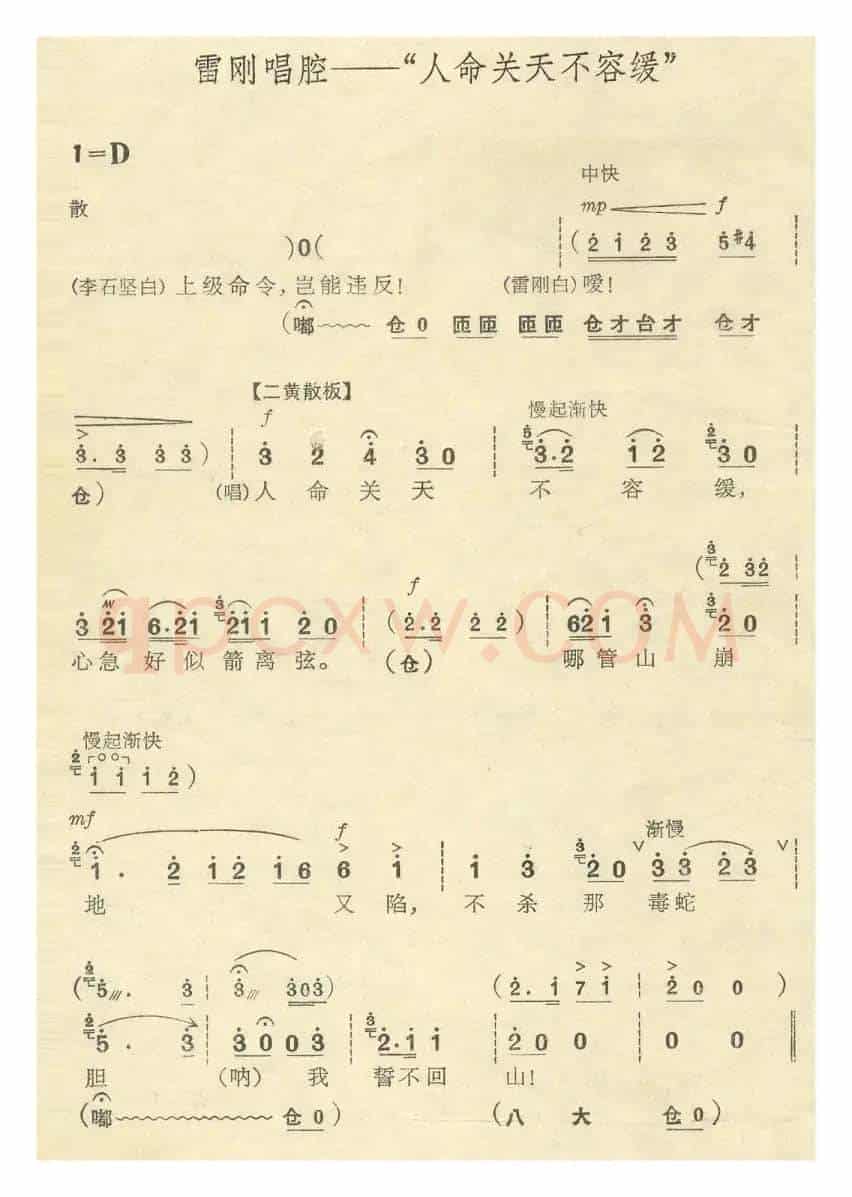 人命关天不容缓（京剧《杜鹃山》雷刚唱段）