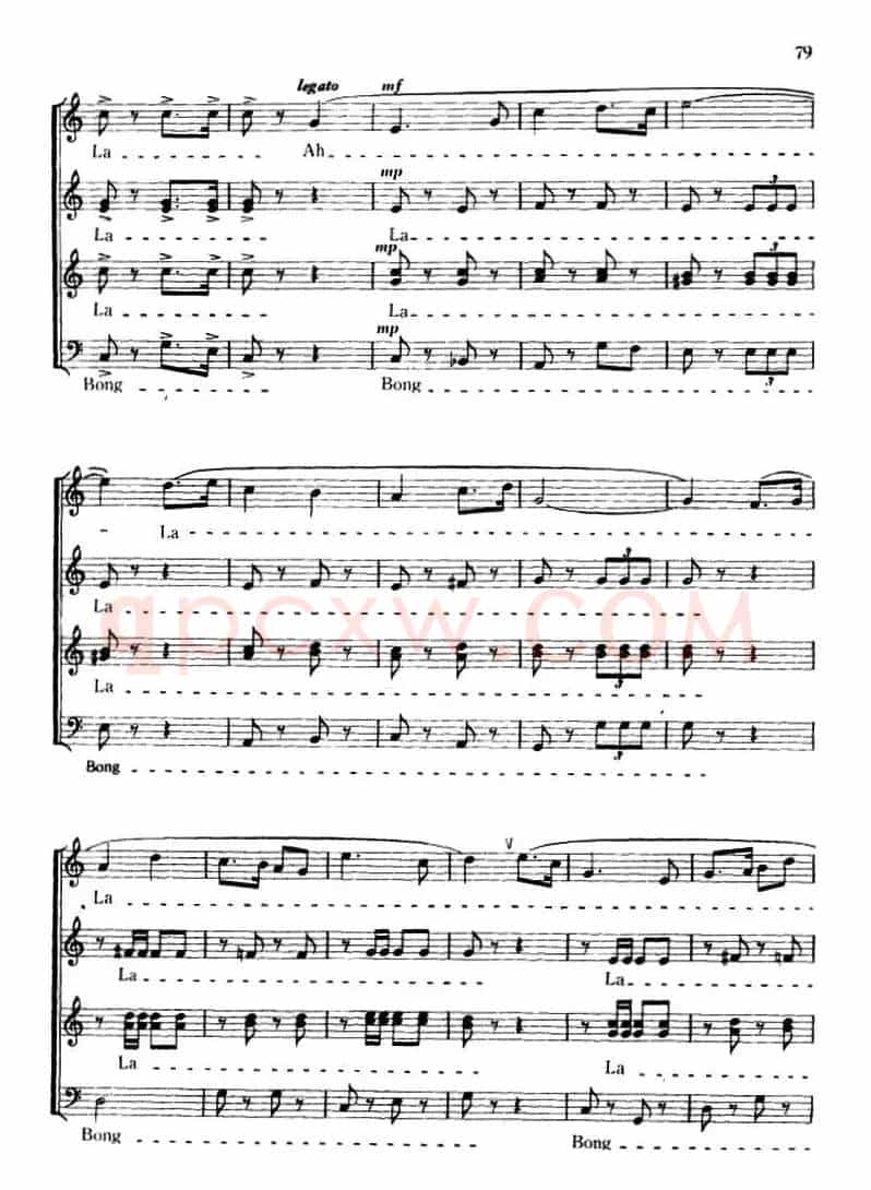 运动员进行曲（无伴奏合唱、五线谱）
