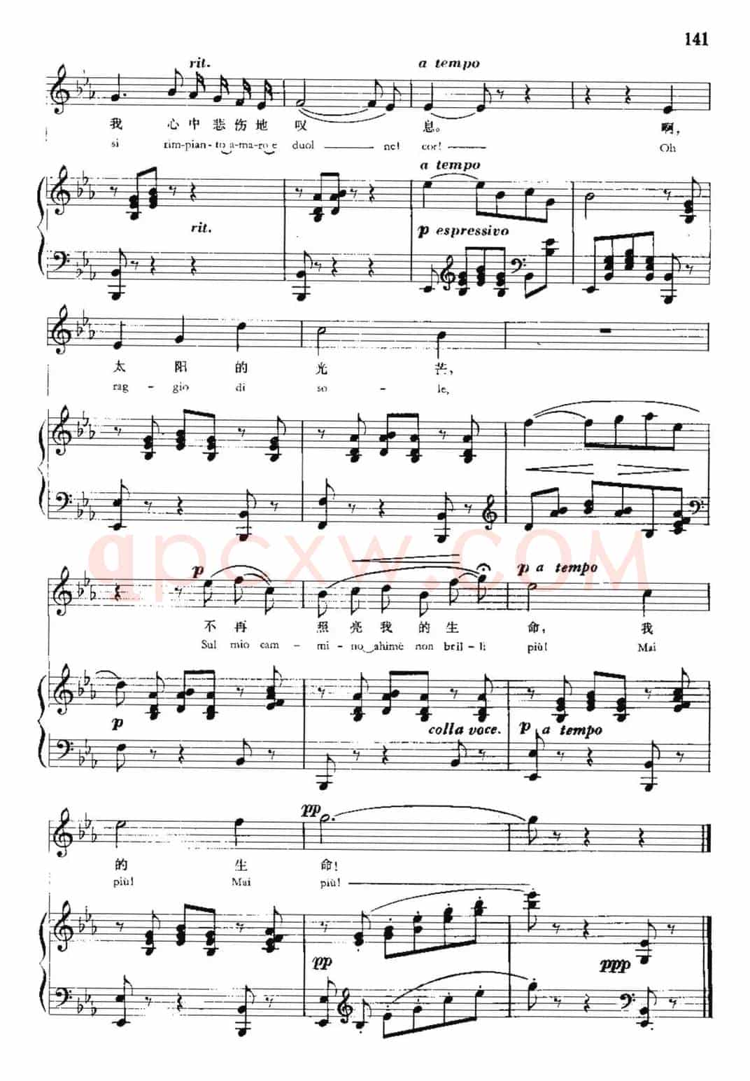 [意]悲叹的小夜曲（中外文对照、正谱）