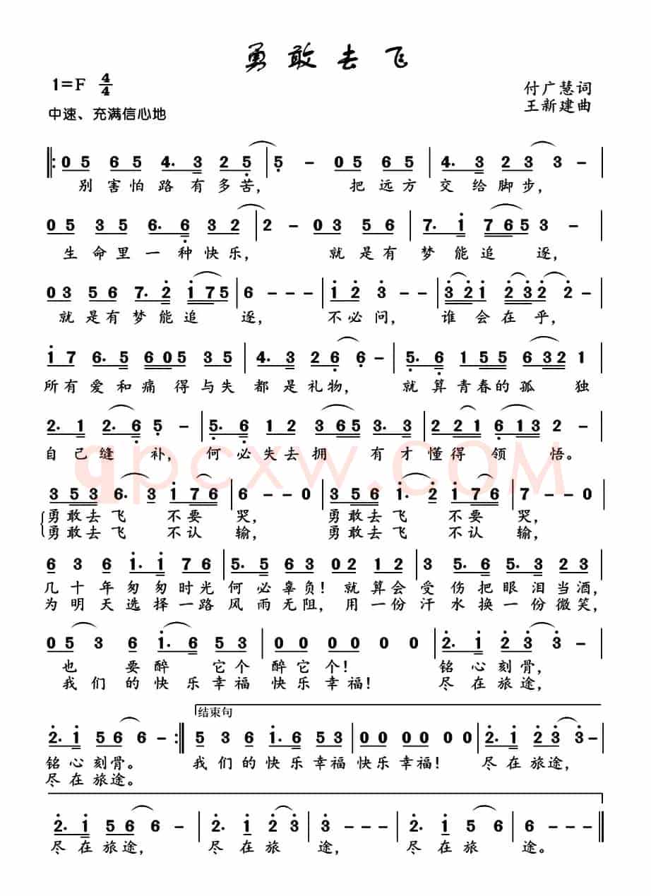 勇敢去飞（付广慧词 王新建曲）