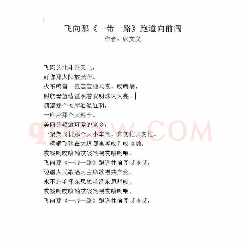飞向那《一带一路》跑道向前闯  