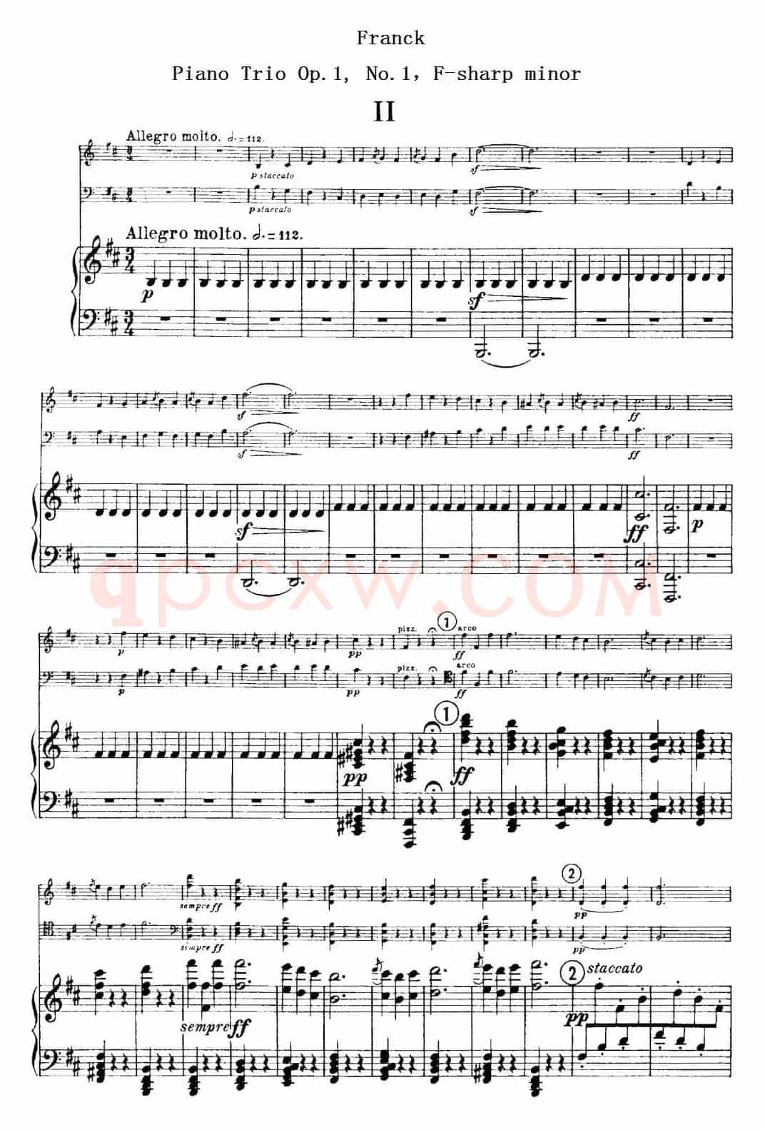 Franck《Piano Trio Op.1 No.1,F-sharp minor》(Ⅱ、小提琴+大提琴+钢琴伴奏)