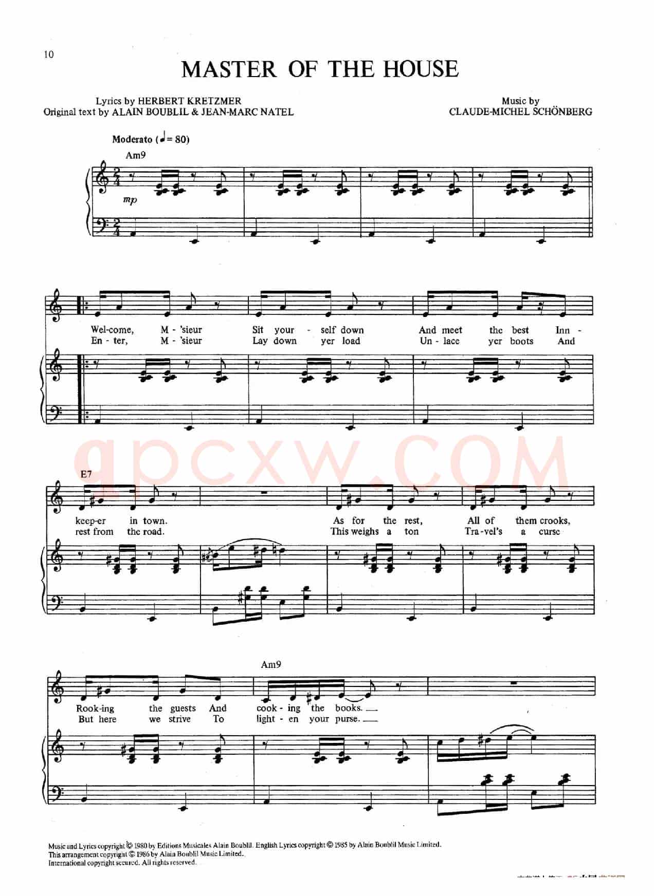 Master of the House (音乐剧《悲惨世界》(Les Miserables)选曲、正谱 )