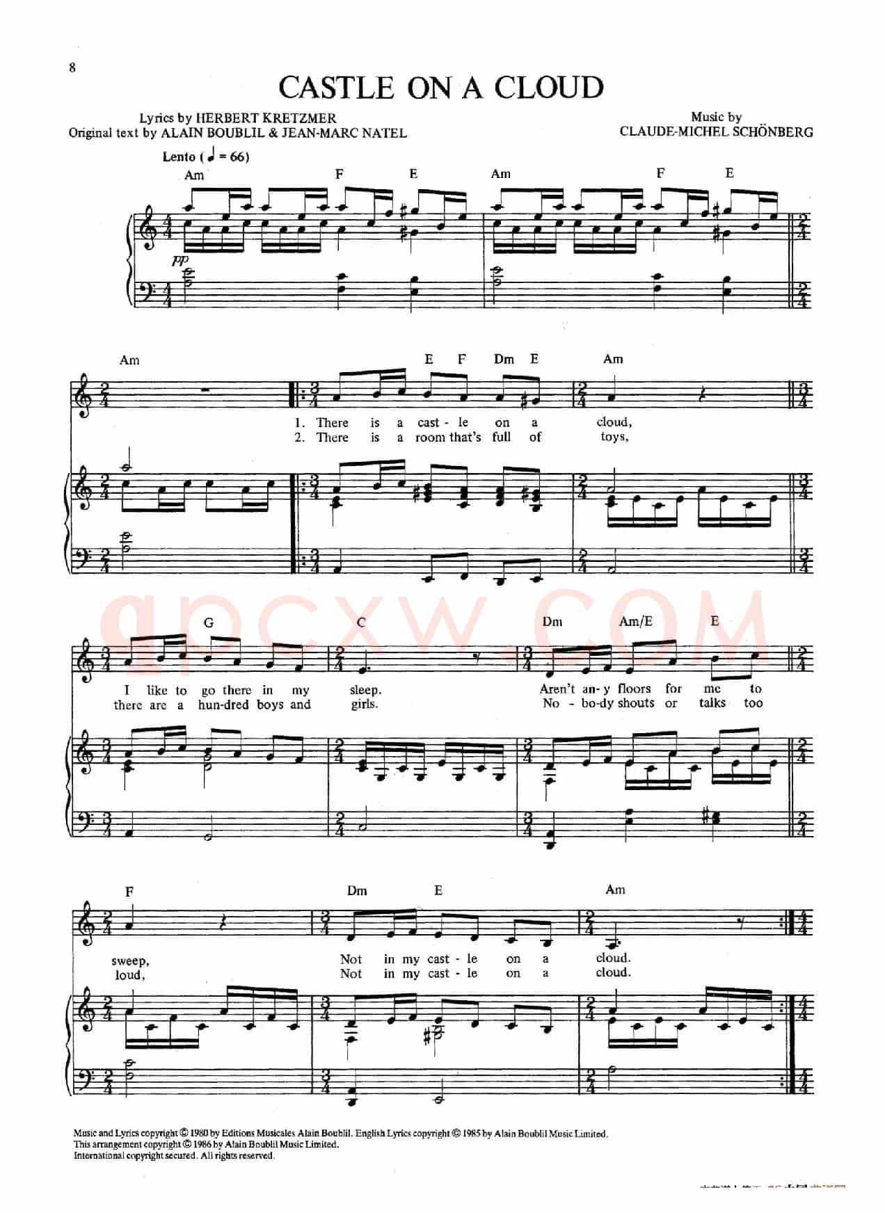 Castle on a Cloud (音乐剧《悲惨世界》(Les Miserables)选曲、正谱 )