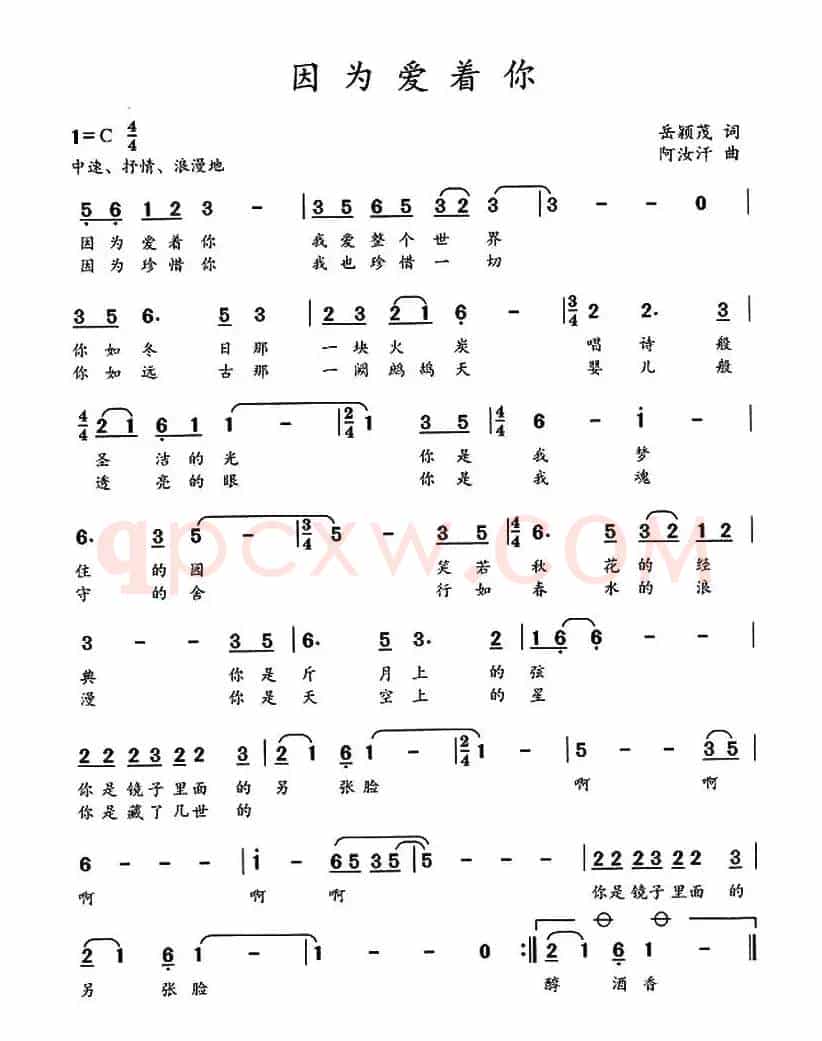 因为爱着你（岳颖茂词 阿汝汗曲）