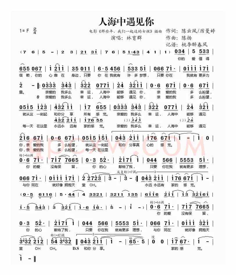人海中遇见你（电影《那些年，我们一起追的女孩》插曲）