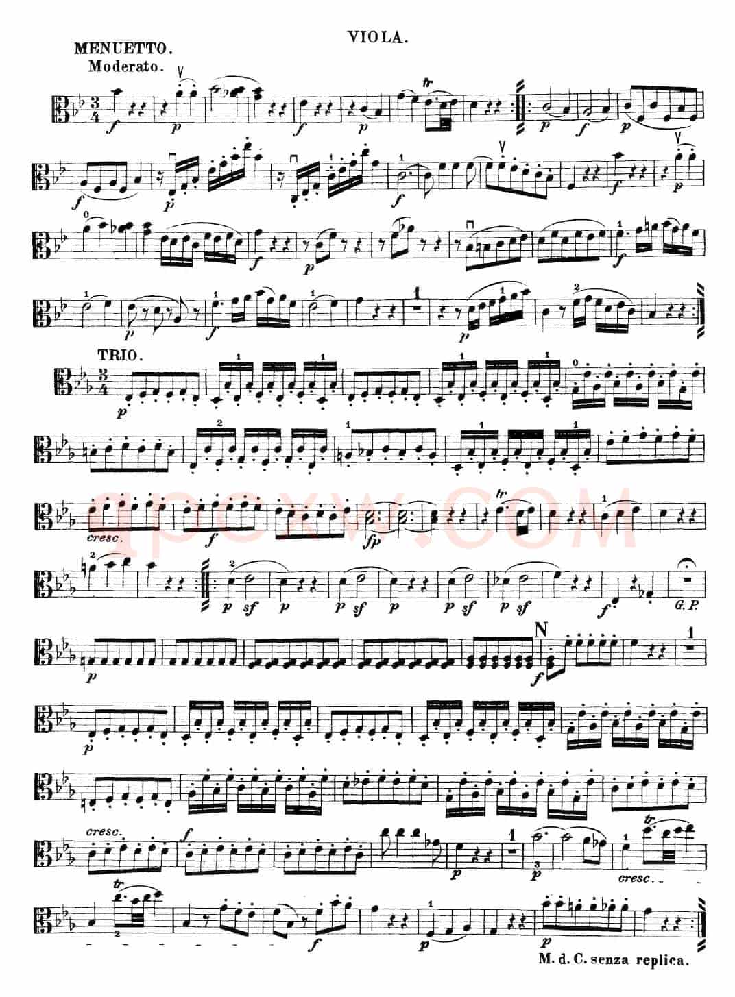 Mozart《Quartet No.22 in Bb Major，K.589》（Viola分谱）