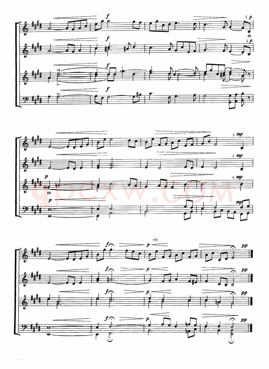 梦幻曲（无伴奏四部合唱 、五线谱）（索科洛夫配合唱版）