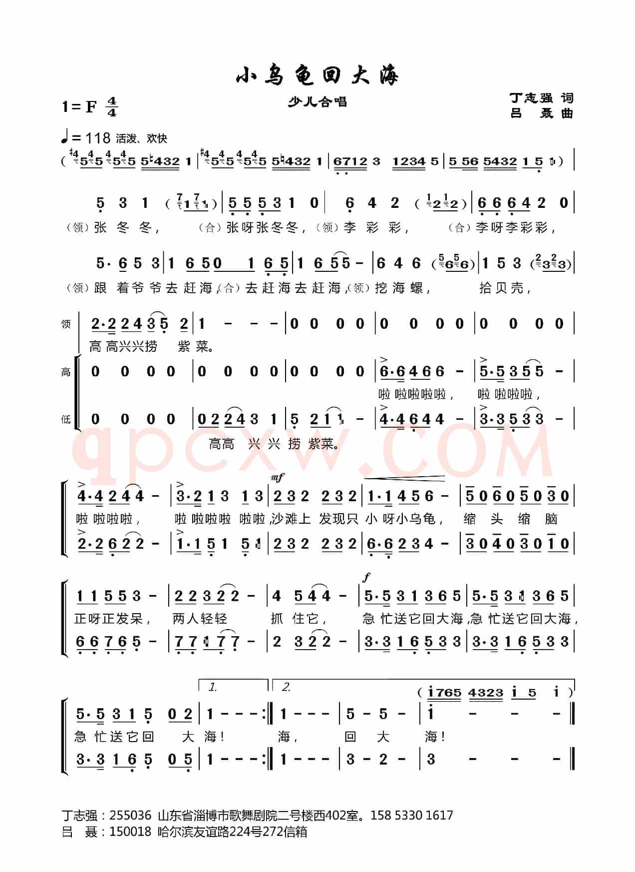 小乌龟回大海（丁志强词吕聂曲）