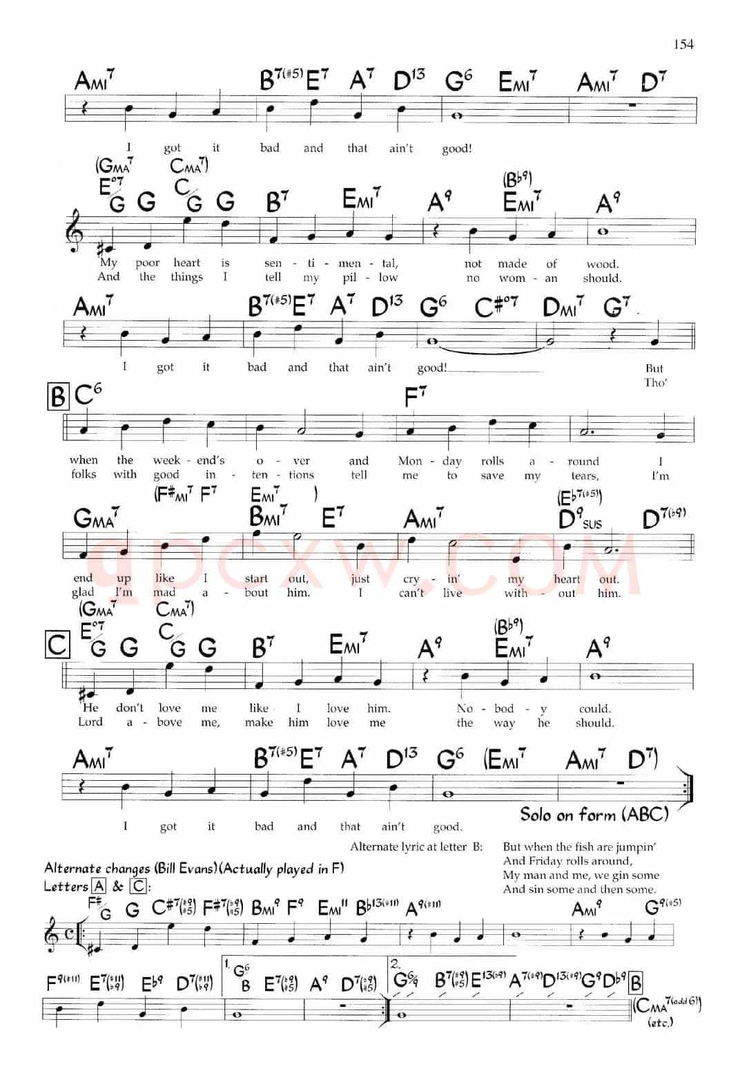 I Got It Bad（带和弦五线谱）