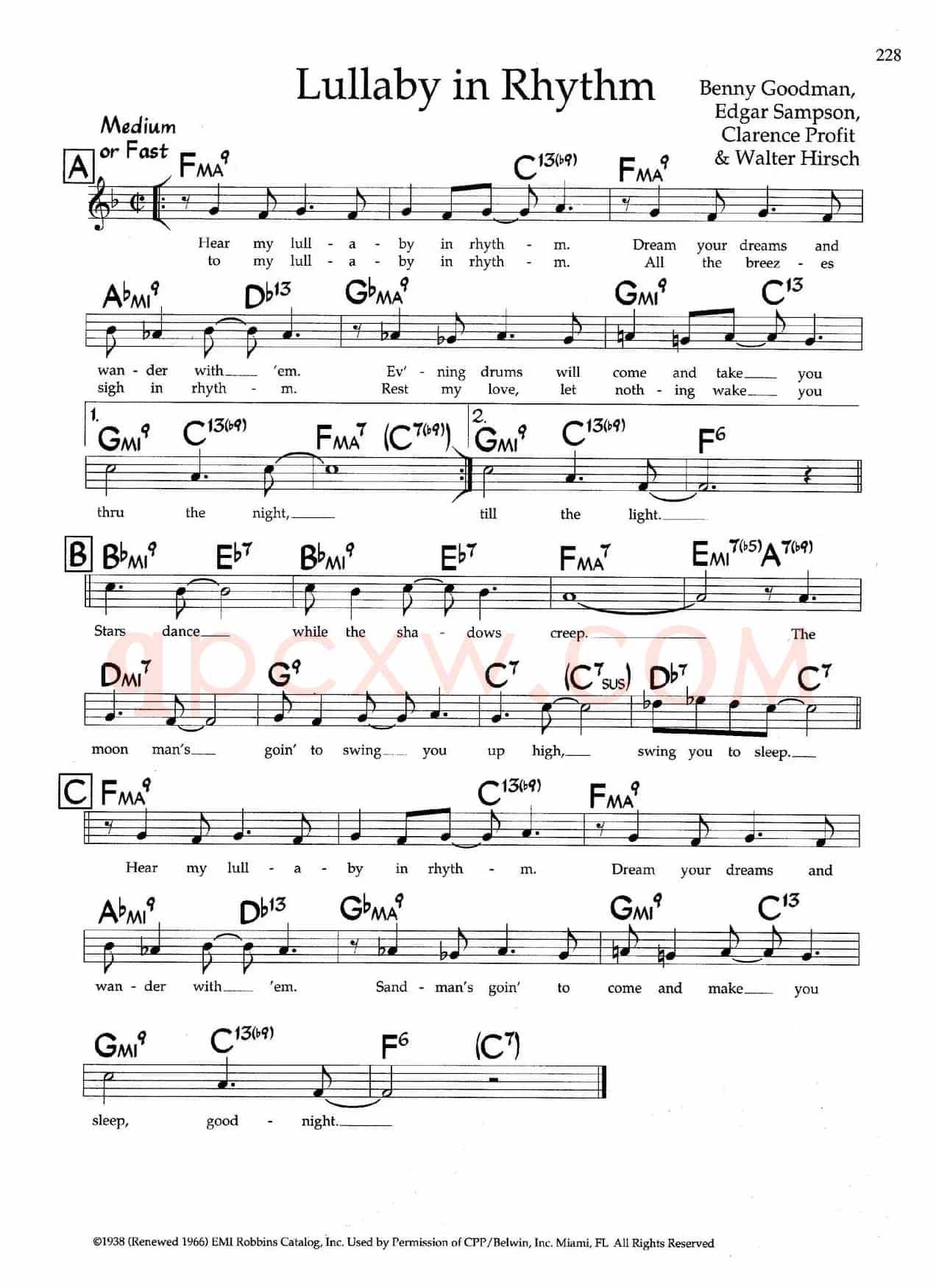 Lullaby in Rhythm（带和弦五线谱）