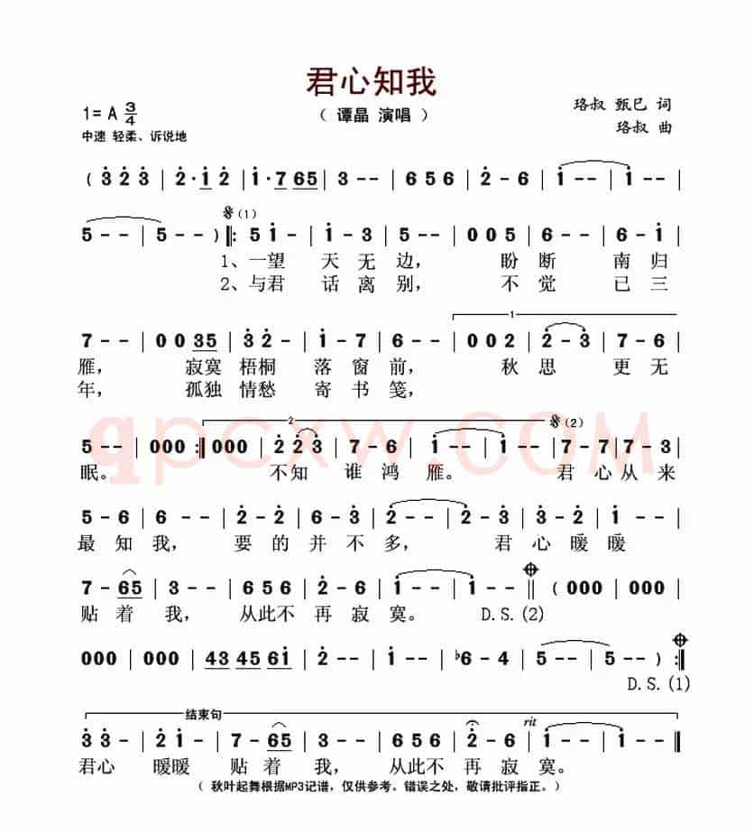 君心知我