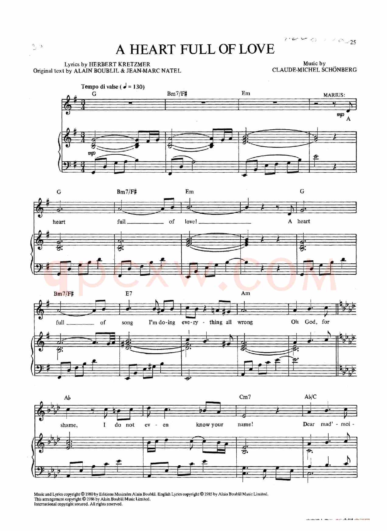 A Heart Full of Love(音乐剧《悲惨世界》(Les Miserables)选曲、正谱 )