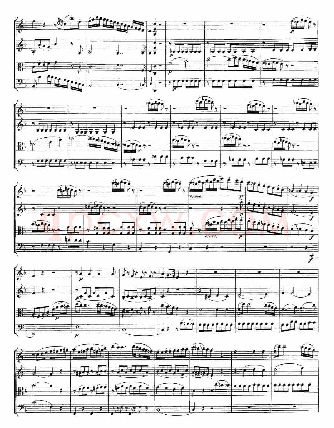 Mozart《Quartet No.23 in F Major，K.590》（总谱）