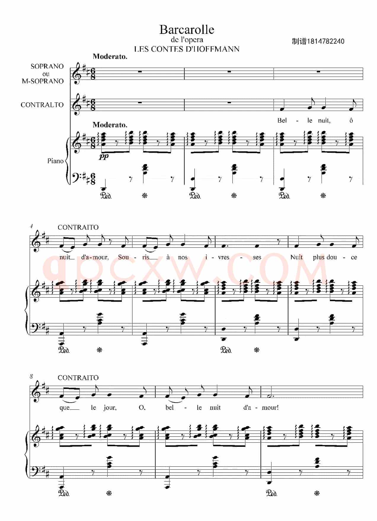 Barcarolle 威尼斯船歌合唱谱