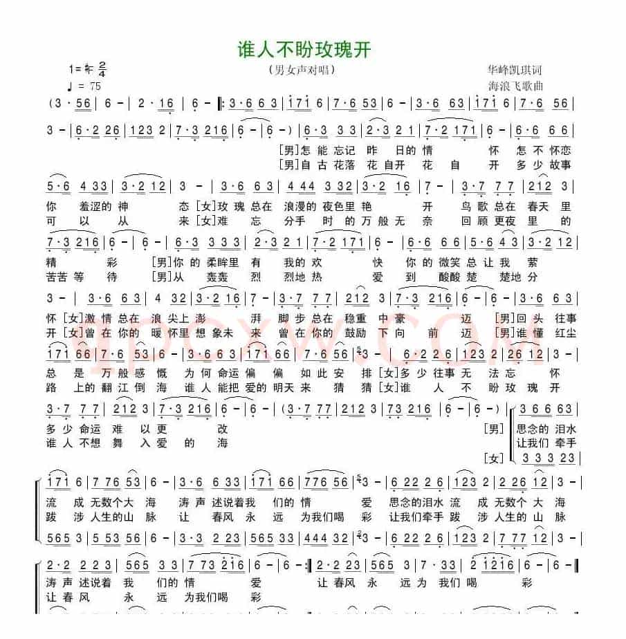 谁人不盼玫瑰开(男女声对唱)