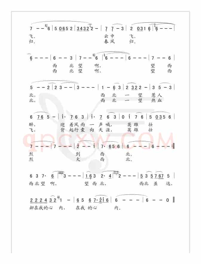 西北望（简谱版）
