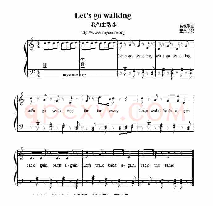 Let's go walking（我们去散步） （英文儿歌弹唱谱）