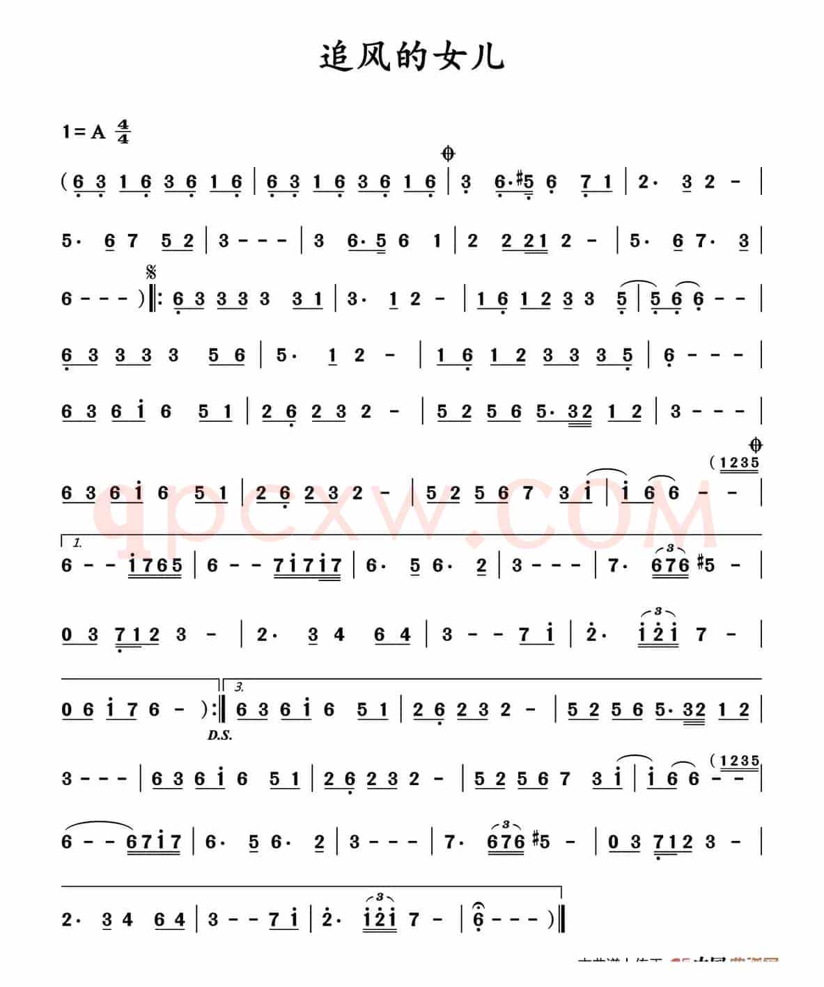 追风的女儿（主旋律谱）