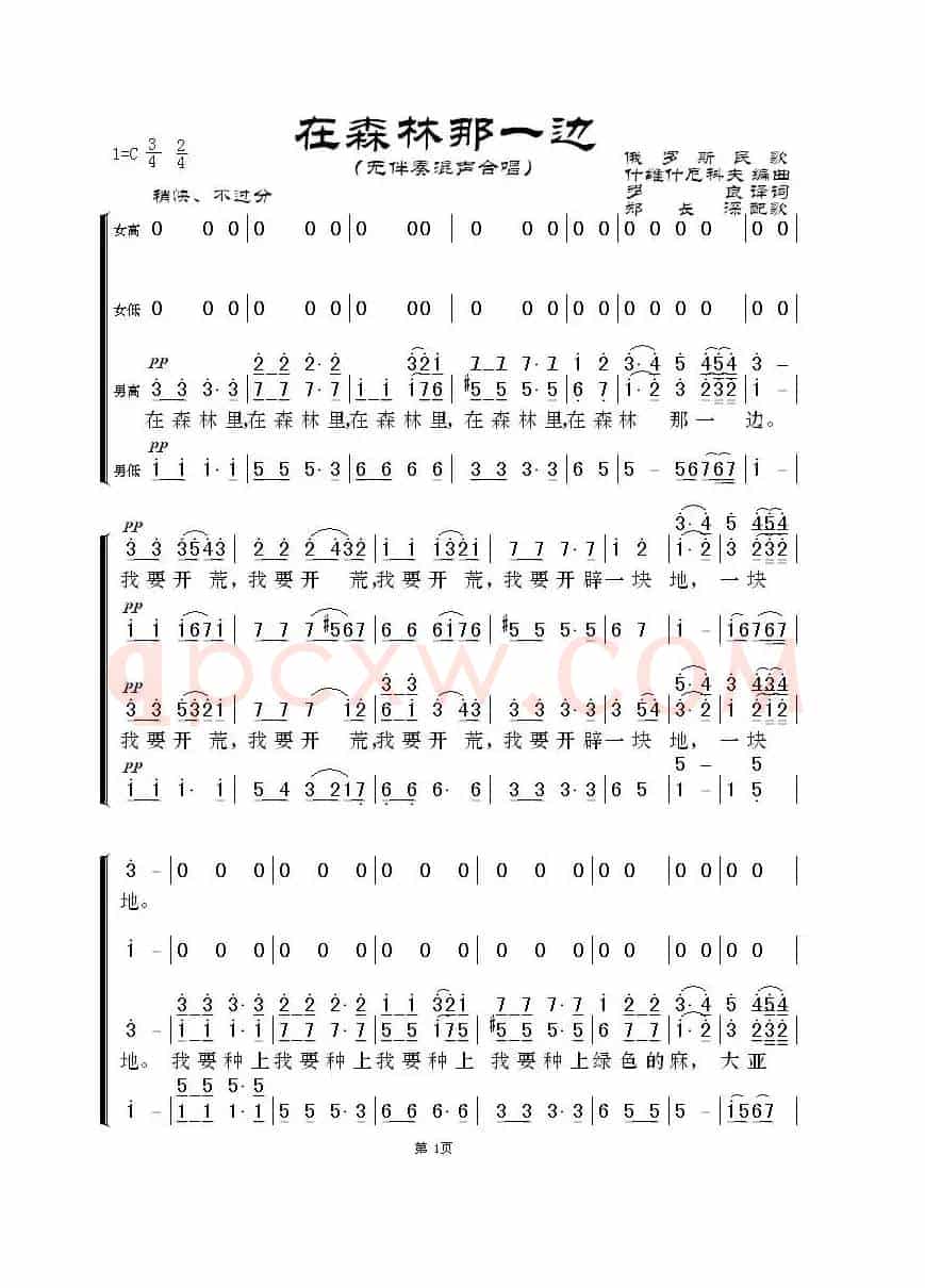 [俄]在森林那一边（无伴奏混声合唱）