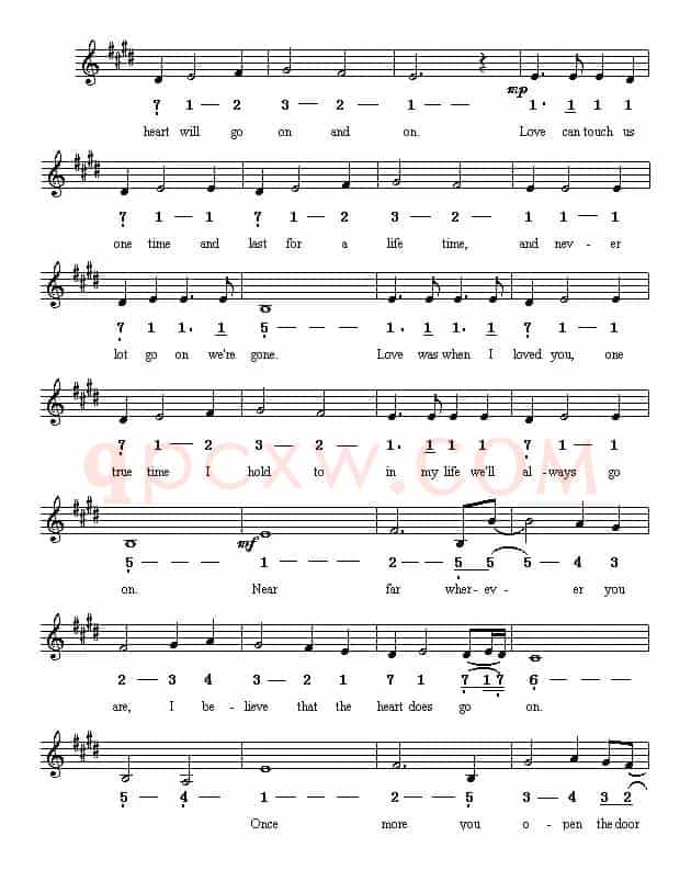 My heart will go on（《铁达尼号》主题歌）（线简谱混排版）