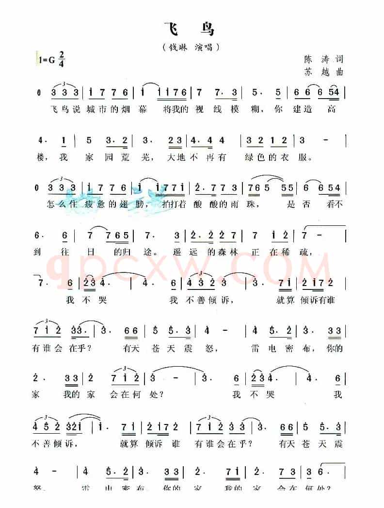 飞鸟（陈涛词 苏越曲）