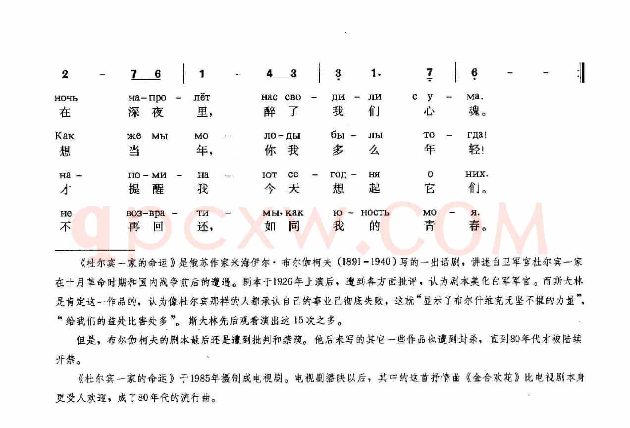 [俄]金合欢花（电视剧《杜尔宾一家的命运》插曲）